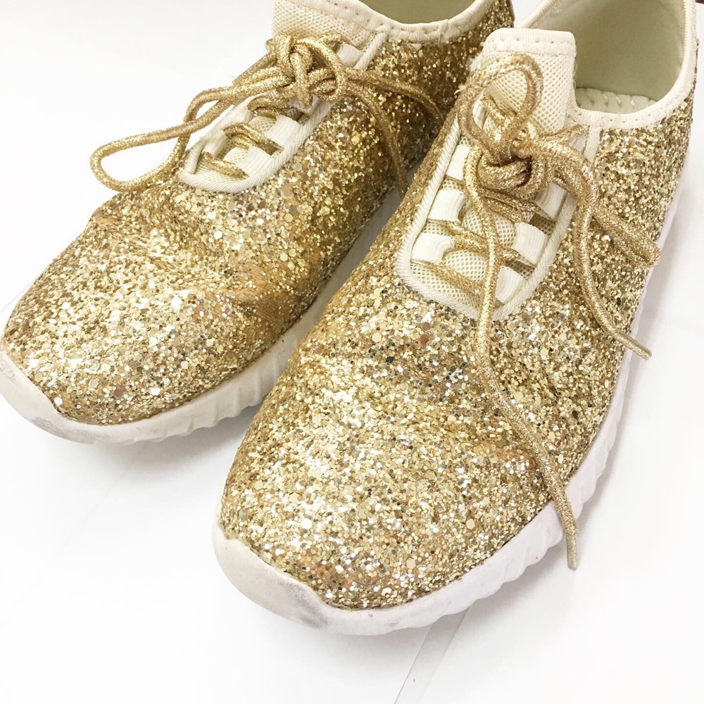 Gold glitter tennis shoes